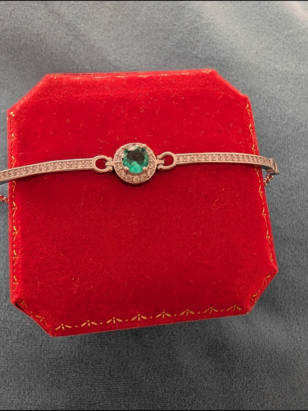 1 Carat Blue Green Turquoise Color Moissanite Bracelet 7.5" Diamond Style